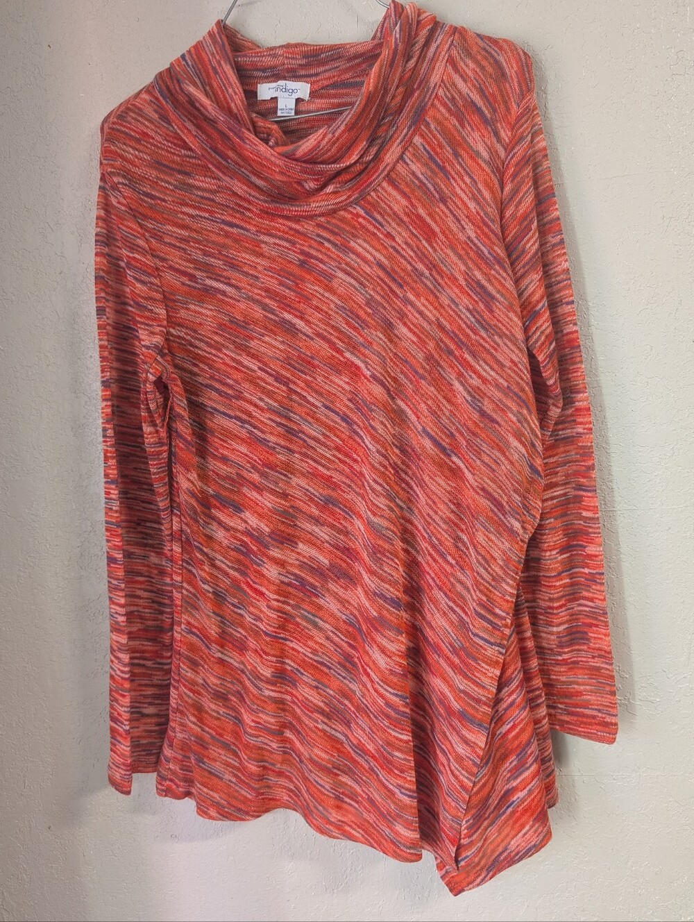 Cowl Neck Tunic Top L Orange Witchy Gorpcore Goblin Cottagecore Whimsy Flowy